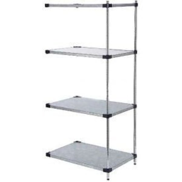 Global Equipment Nexel    4 Tier Shelving Add-On Unit, Solid Galvanized Steel, 48"Wx24"Dx54"H 189992